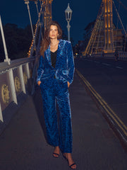 New May silk blend velvet animal print jacket - Turquoise Animal Print