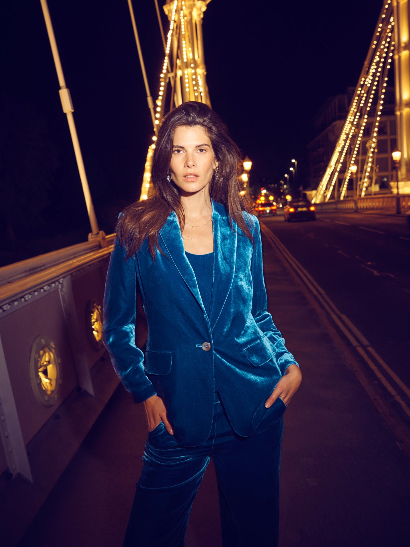 New May silk blend velvet jacket - Peacock Blue