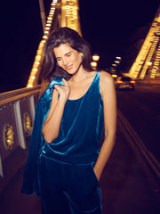 Violet silk blend velvet vest - Peacock