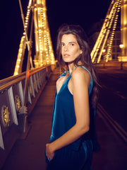 Violet silk blend velvet vest - Peacock