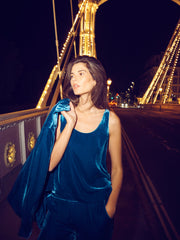 Violet silk blend velvet vest - Peacock