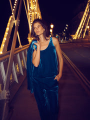 Violet silk blend velvet vest - Peacock