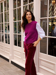 Thea silk blend velvet wide leg palazzo trousers - Hot Pink