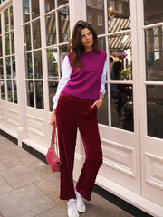 Thea silk blend velvet wide leg palazzo trousers - Hot Pink