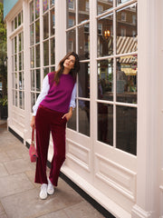 Thea silk blend velvet wide leg palazzo trousers - Hot Pink