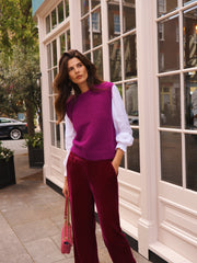 Thea silk blend velvet wide leg palazzo trousers - Hot Pink