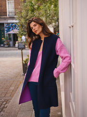 Audrey wool rich reversible sleeveless coat