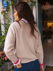 Jojo reversible cotton cashmere sweater - Light Grey / Rose Pink