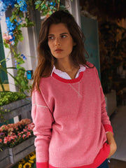 Jojo reversible cotton cashmere sweater - Light Grey / Rose Pink