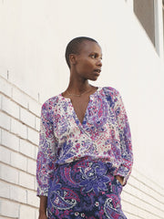 Lara silk giant painterly paisley shirt