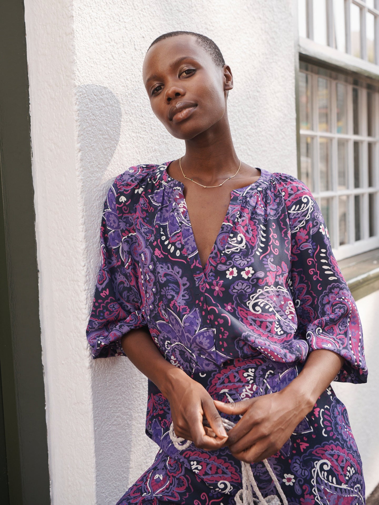 Lara silk giant painterly paisley shirt