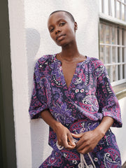 Lara silk giant painterly paisley shirt