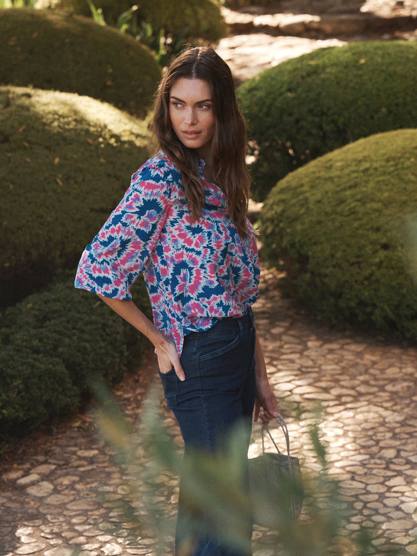 Jessica silk tie dye swirl top