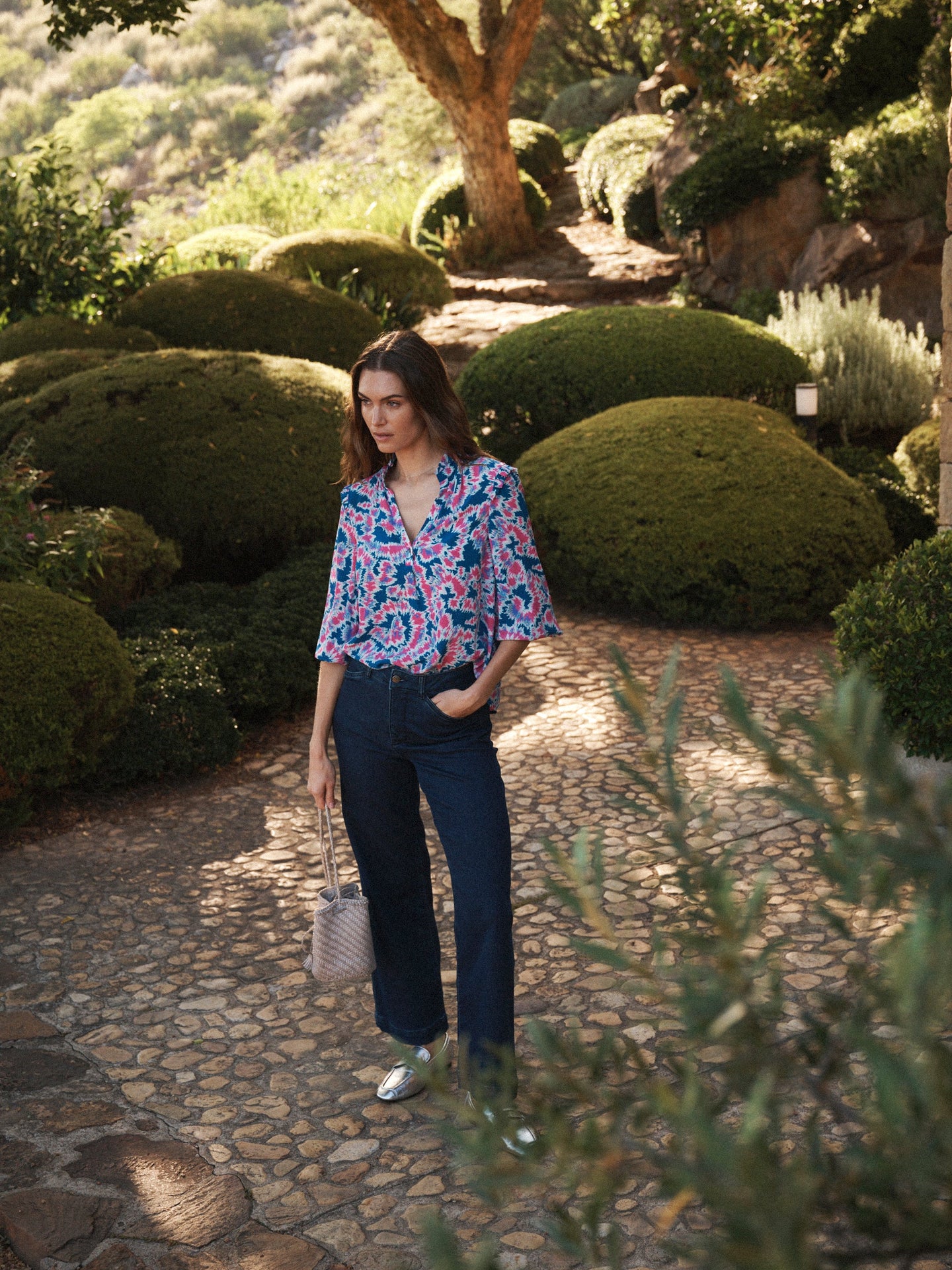 Jessica silk tie dye swirl top