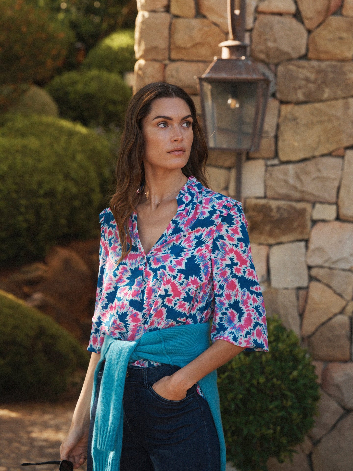 Jessica silk tie dye swirl top