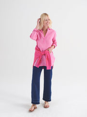 Chrissie linen shirt - Cherry Pink