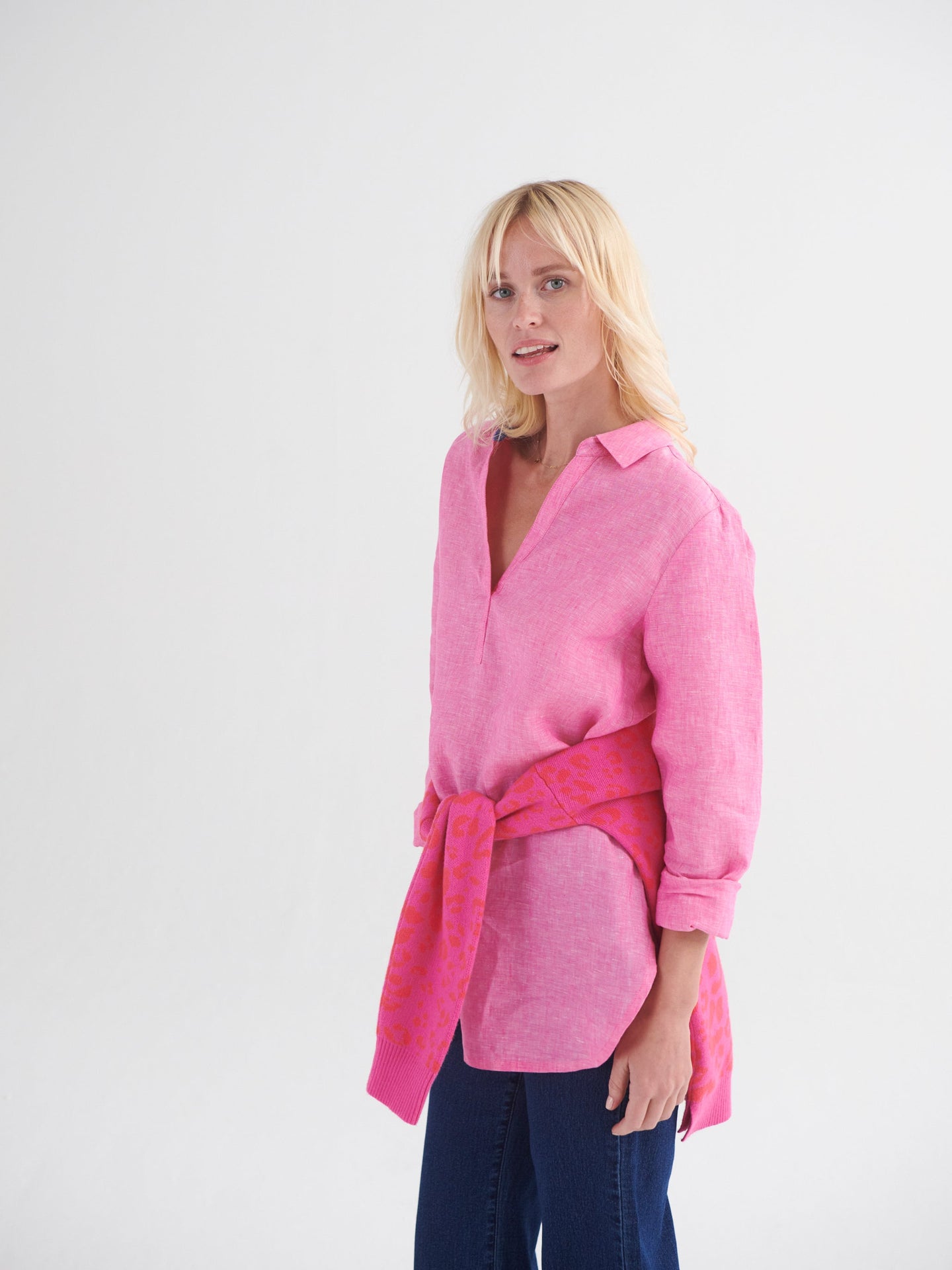Chrissie linen shirt - Cherry Pink