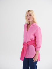 Chrissie linen shirt - Cherry Pink