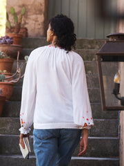 Nisha butterfly bouquet top - White