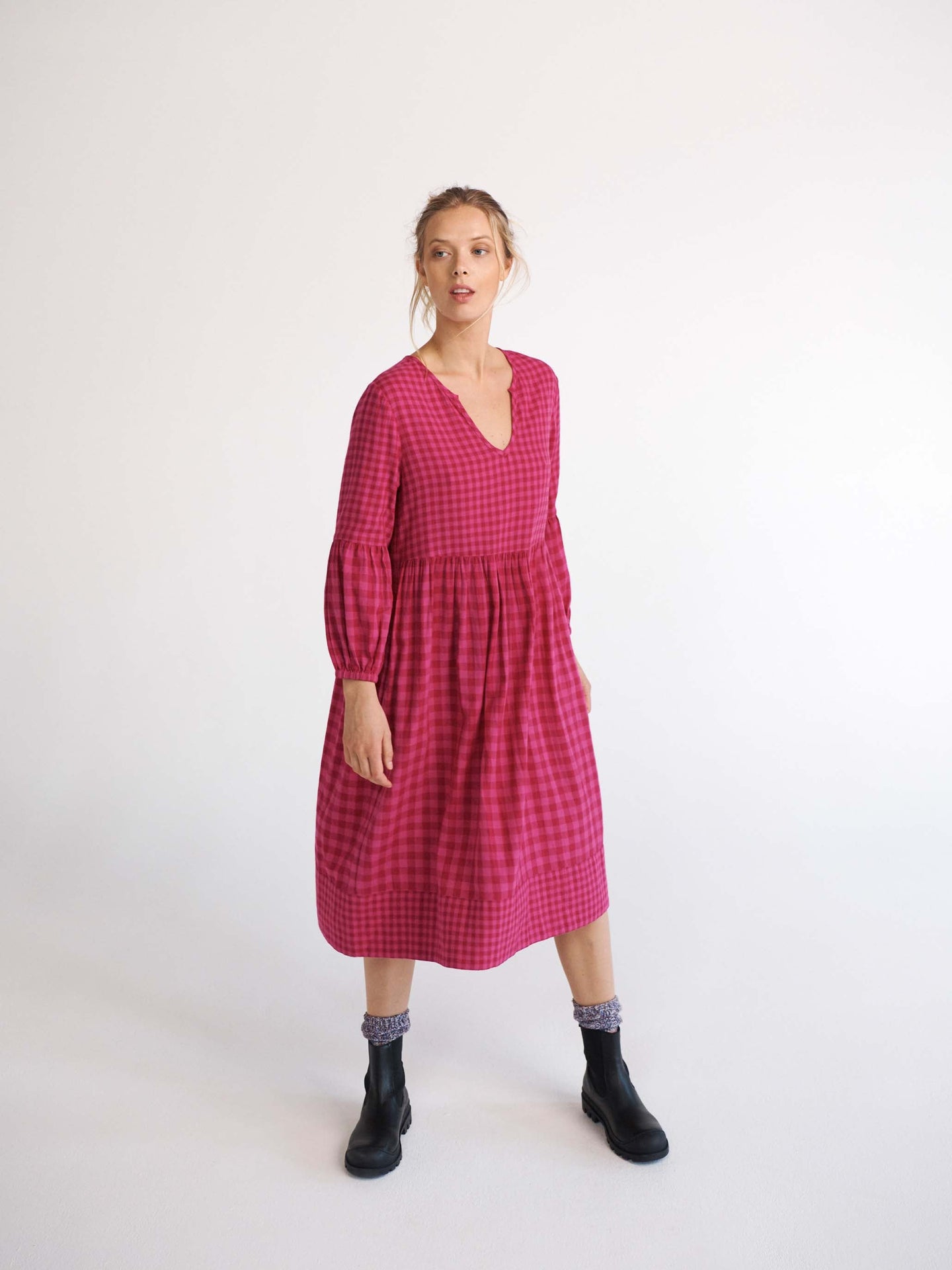 Fliss brushed cotton check dress
