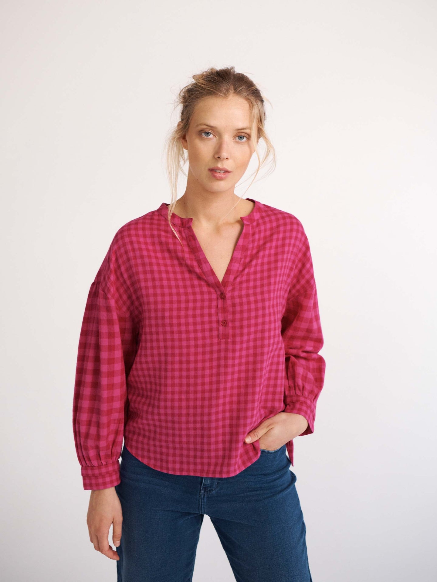 Heidi brushed cotton check shirt