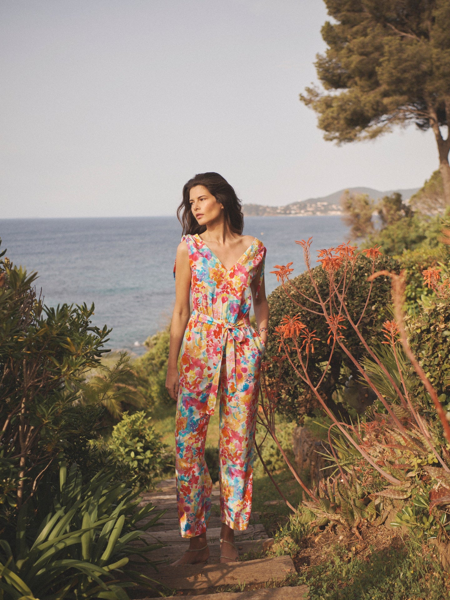 Celia silk floral splash jumpsuit