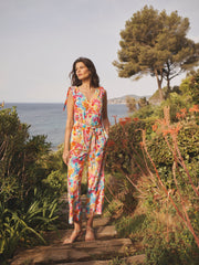 Celia silk floral splash jumpsuit