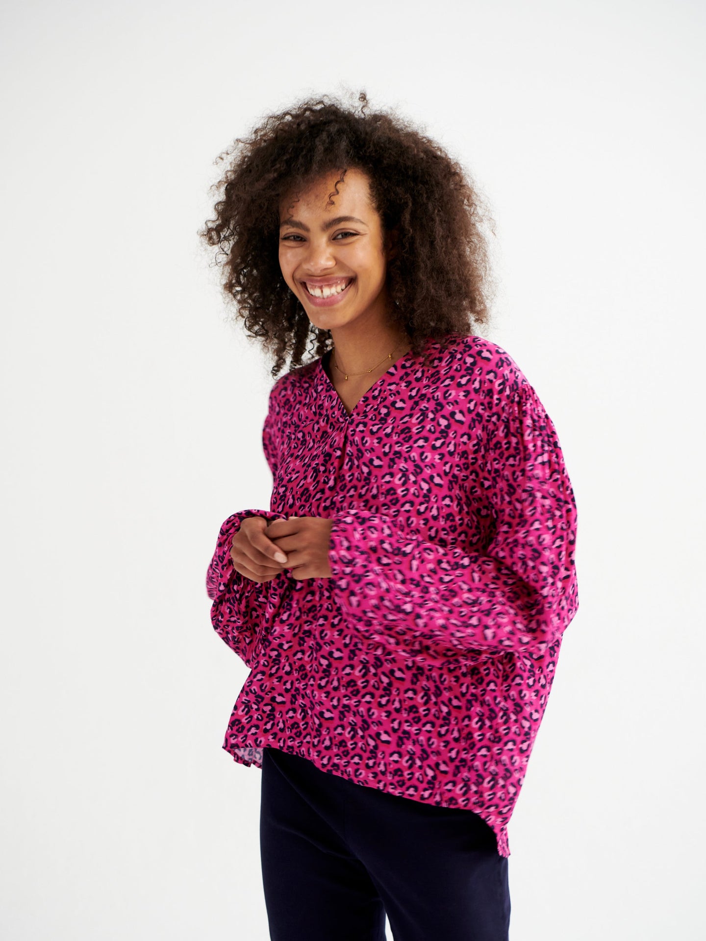 Marnie pink leopard print shirt