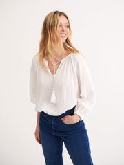 Annabel cotton smock top - White