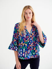 Ophelia silk feather print shirt