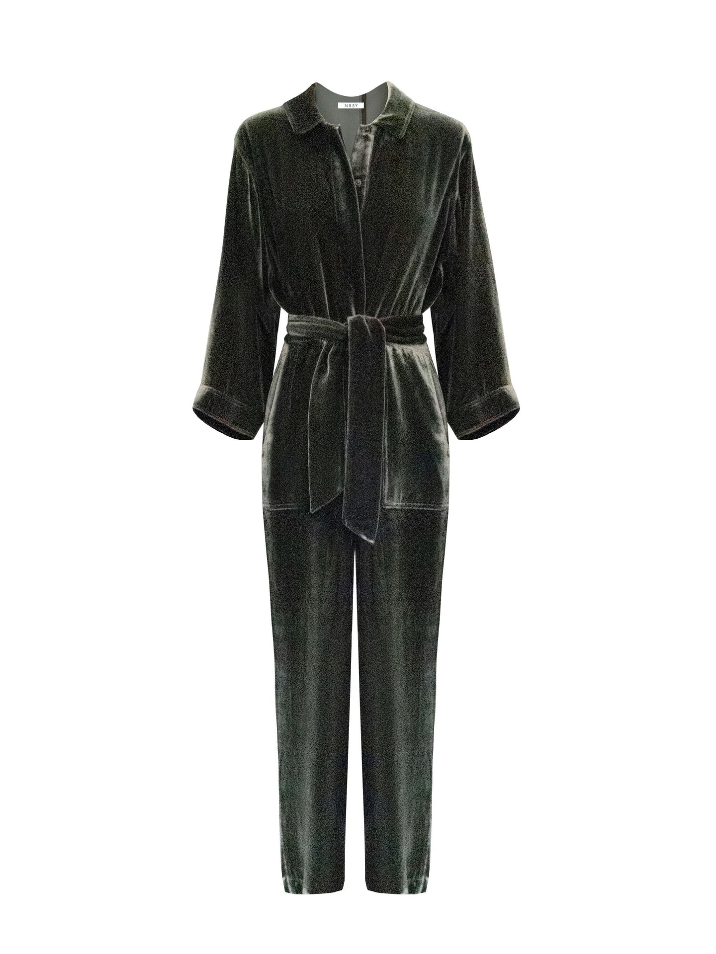 Pip silk blend velvet jumpsuit - Khaki