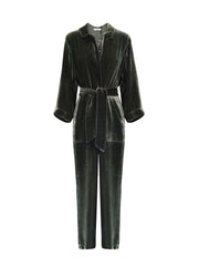 Pip silk blend velvet jumpsuit - Khaki