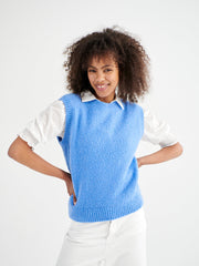 Rosie crew neck chunky knit tank - Blue