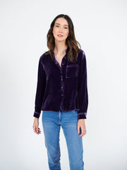 Patti silk blend velvet shirt - Blackberry