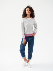 Lily cashmere blend stripe trim hoodie