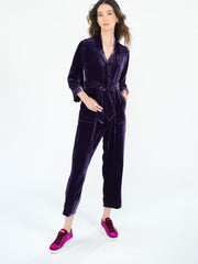 Pip silk blend velvet jumpsuit - Blackberry