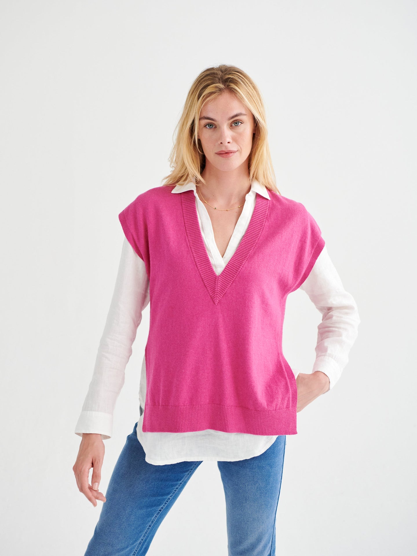 New Willow v-neck tank - Magenta