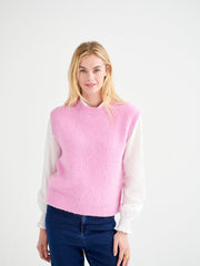Rosie crew neck chunky knit tank - Pink