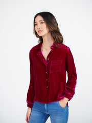 Patti silk blend velvet shirt - Hot Pink