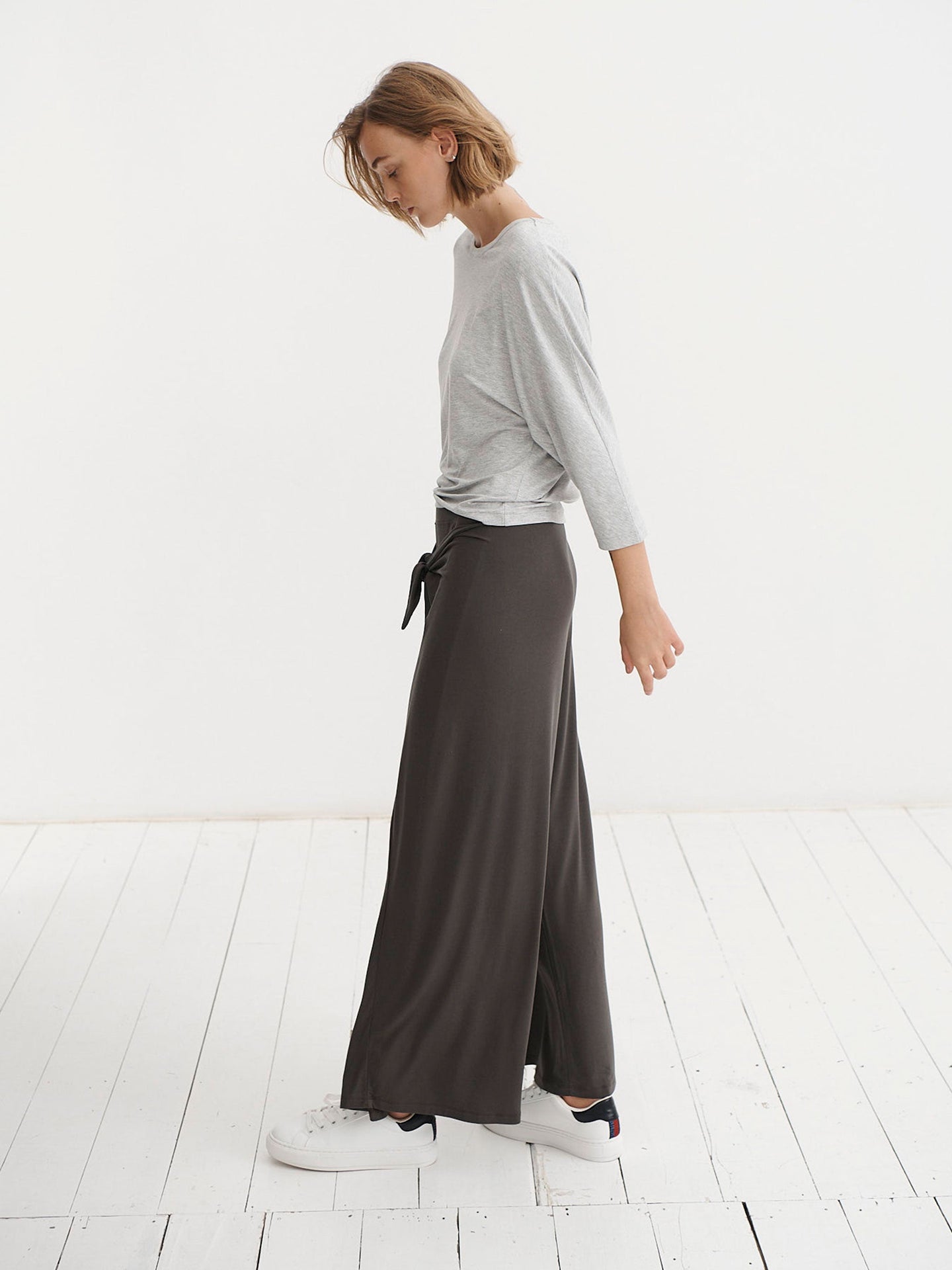 Evie jersey tie front trouser