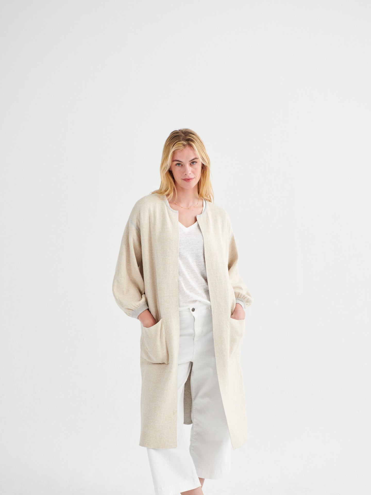 Kate cotton cashmere blend reversible cardi-coat - Grey