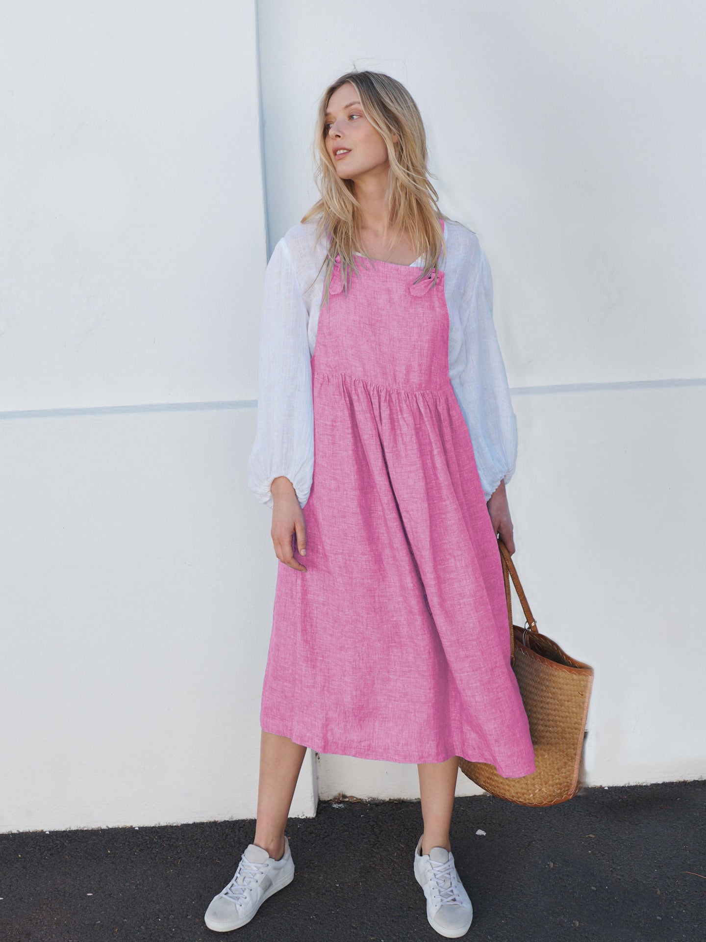 Violetta linen pinafore dress
