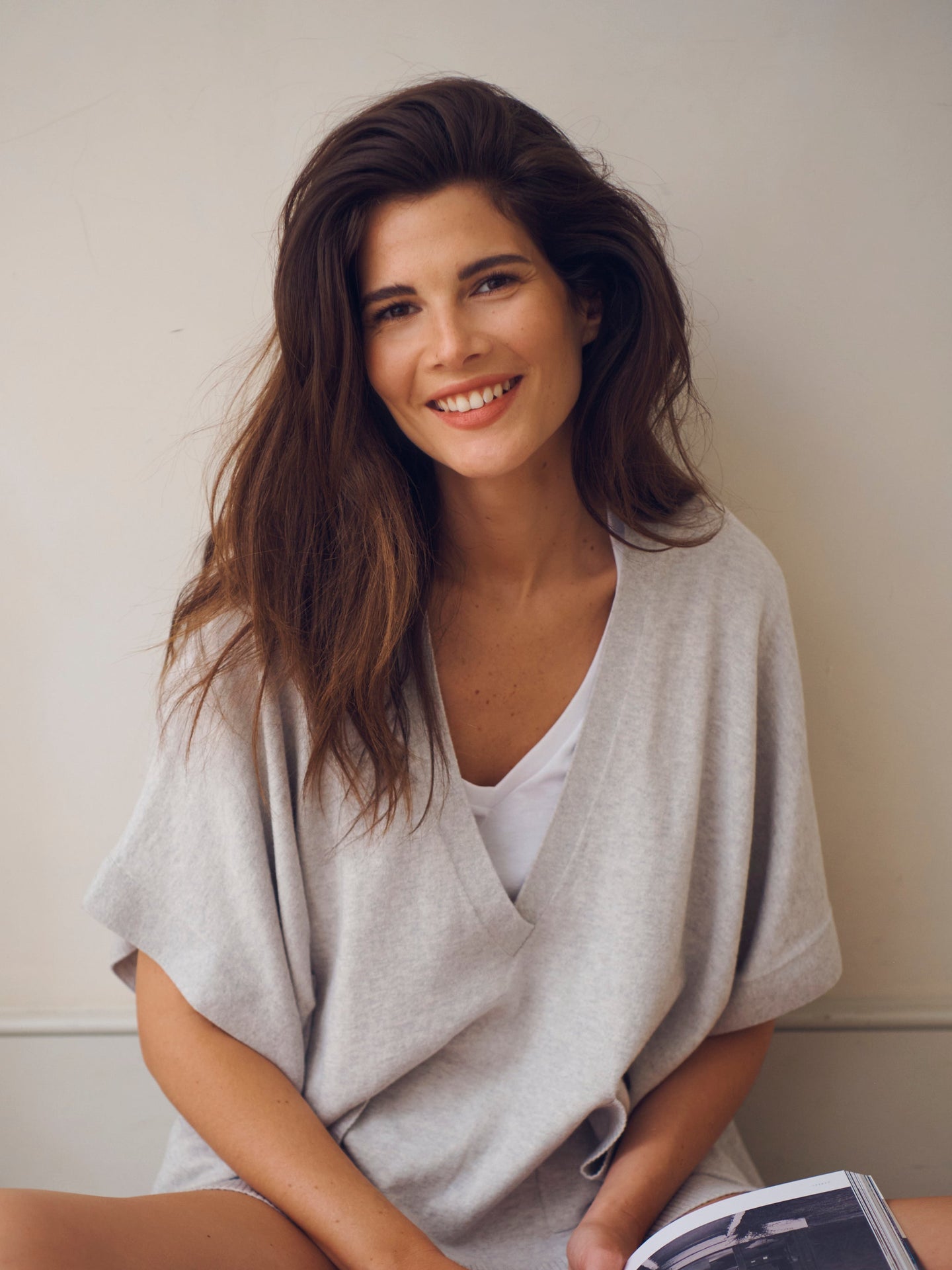 Vanessa cotton cashmere poncho - Light Grey