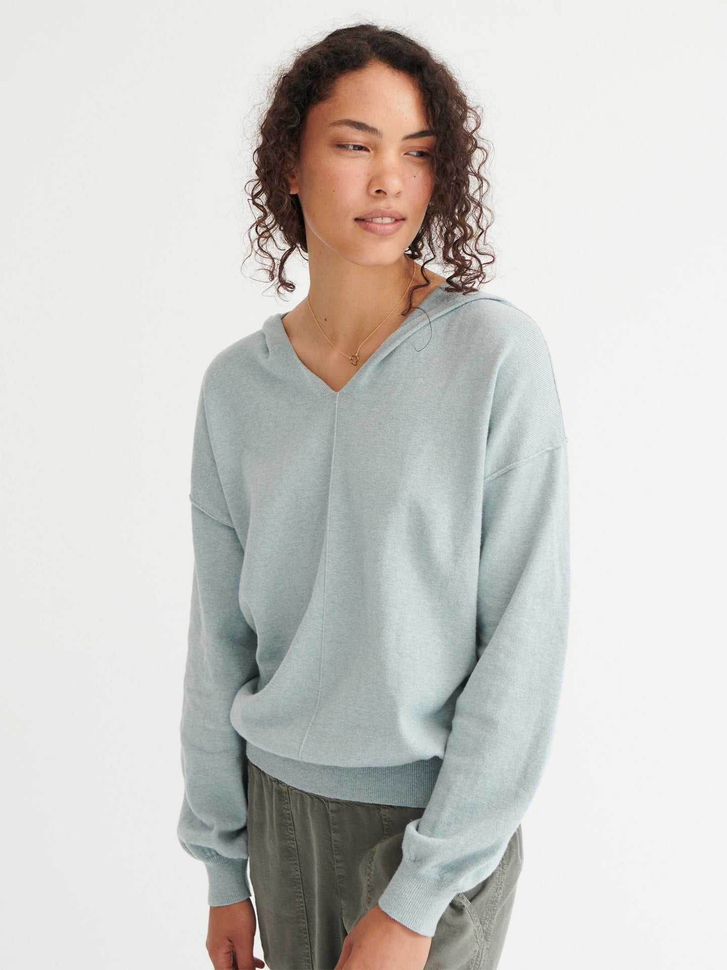 Lily hooded cotton cashmere sweater