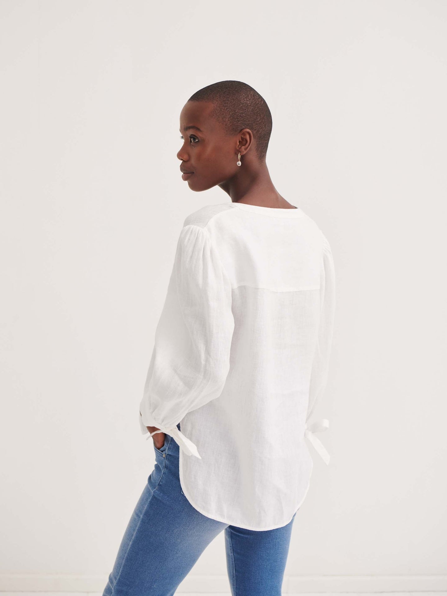 Heidi linen tie cuff shirt