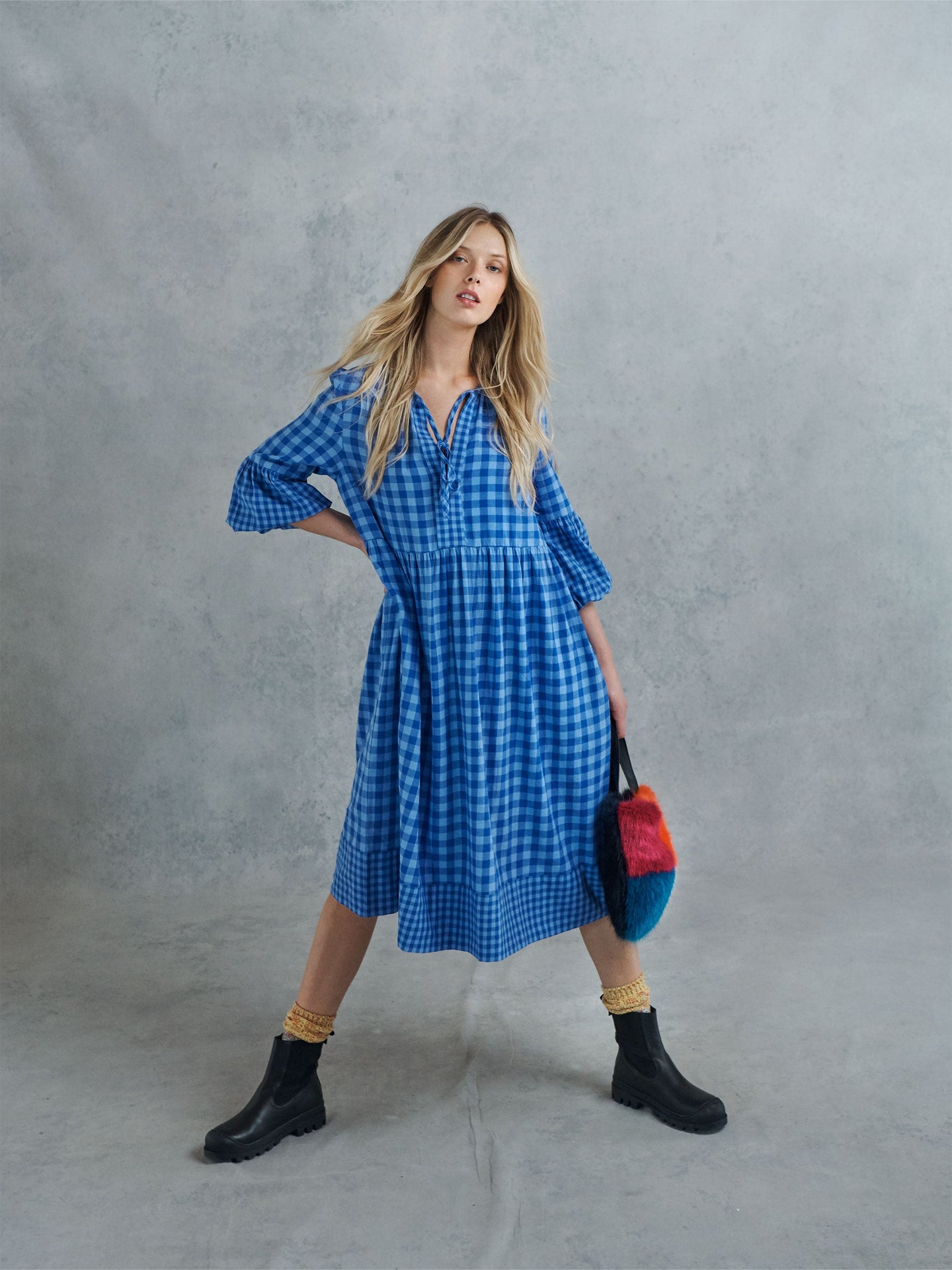Ulrika brushed cotton check dress