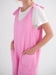 Finty double cloth tie shoulder dungaree