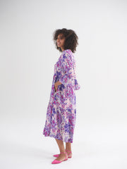 Genevieve silk giant painterly paisley dress