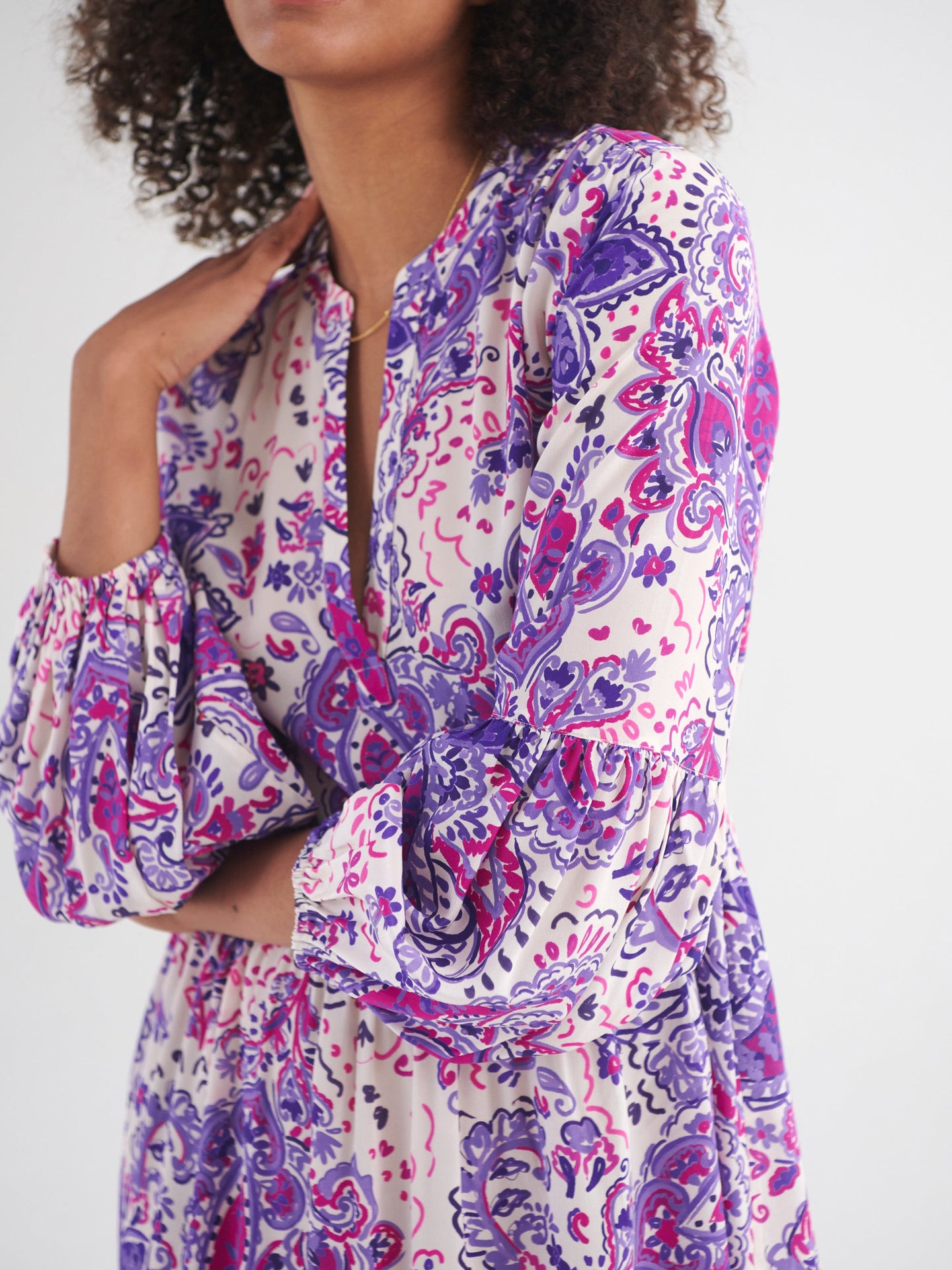 Genevieve silk giant painterly paisley dress