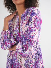 Genevieve silk giant painterly paisley dress